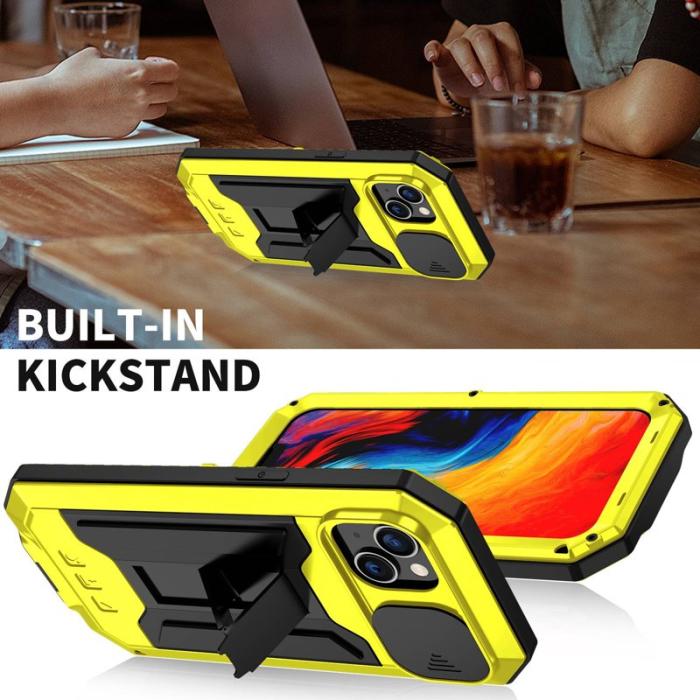 R-JUST - R-JUST Mobilskal till iPhone 14 Plus med Kickstand och Kameralock - Gul