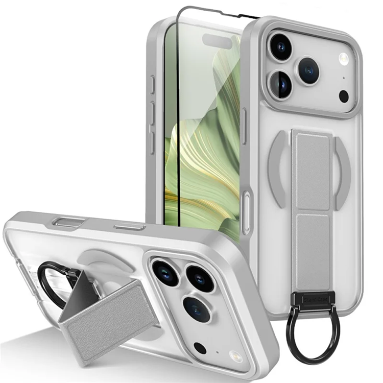 iPhone 17 Pro Mobilskal Magsafe Metal D-Ring Kickstand - Grå (Grå) | 2353 | AlltMobil