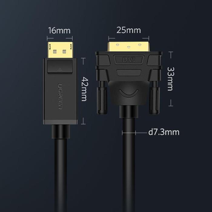 Ugreen - Ugreen Kabel DisplayPort DVI 2m - Svart