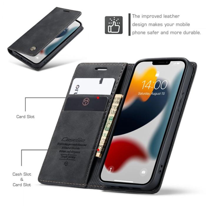 Caseme - CASEME 013 Plånboksfodral i Konstläder för iPhone 13 - Svart