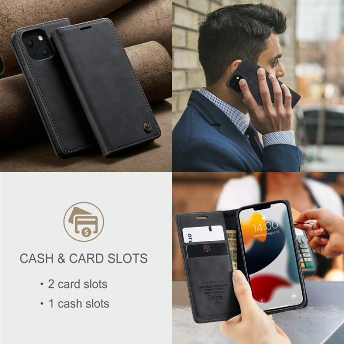 Caseme - CASEME 013 Plånboksfodral i Konstläder för iPhone 13 - Svart