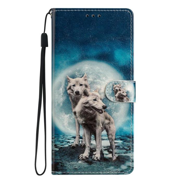 OEM - Samsung Galaxy S26 Plus Plånboksfodral Konstläder Mönstertryck Ställ Två Vargar