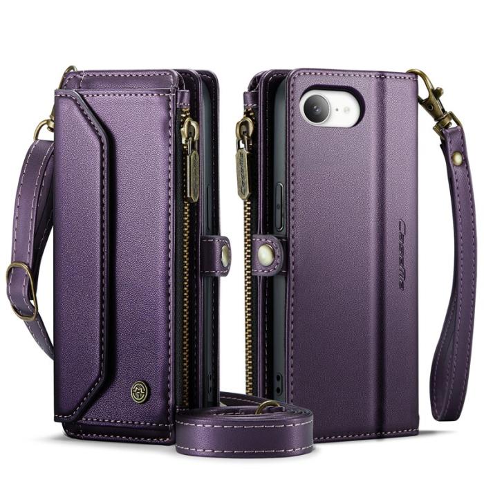 Caseme - CASEME Plånboksfodral Konstläder för iPhone 16e med kortfack - Lila