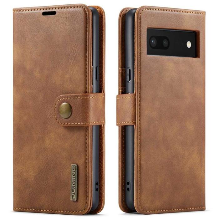 DG.MING - DG.MING Google Pixel 7 Plånboksfodral Detachable 2in1 Äkta läder - Brun
