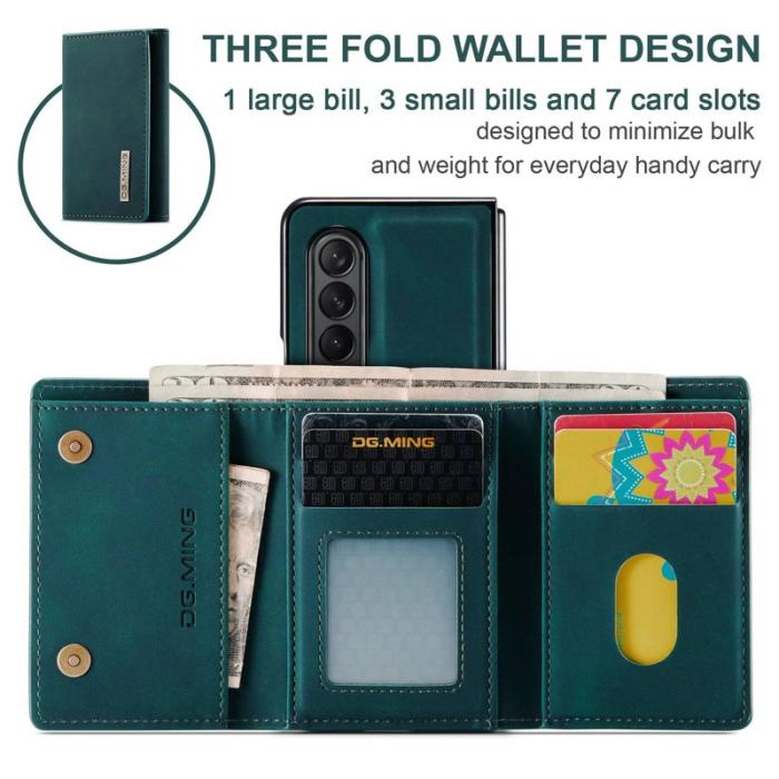 DG.MING - DG.MING Konstläder Plånboksfodral för Samsung Galaxy Z Fold3 5G Grön