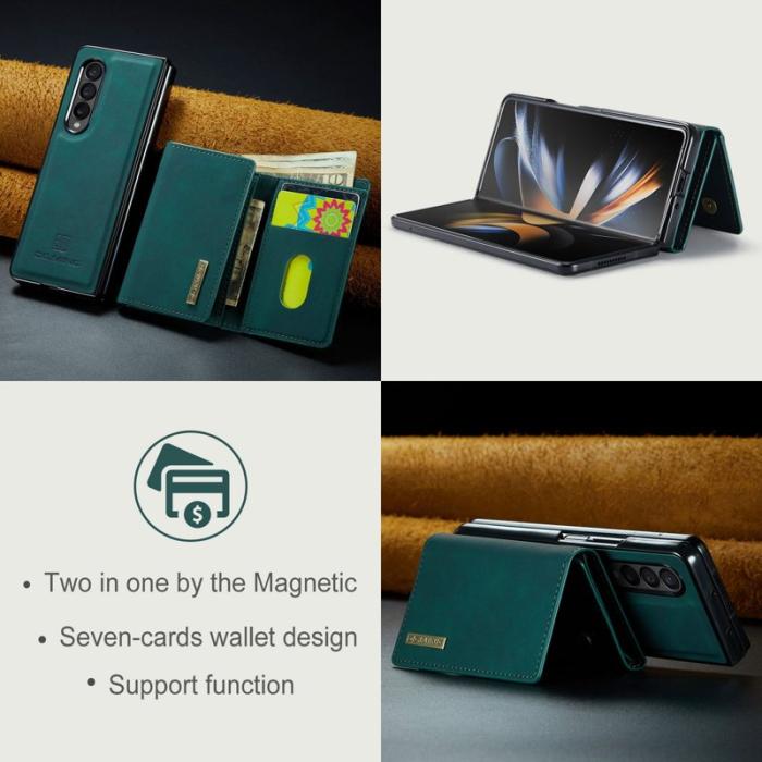 DG.MING - DG.MING Konstläder Plånboksfodral för Samsung Galaxy Z Fold3 5G Grön