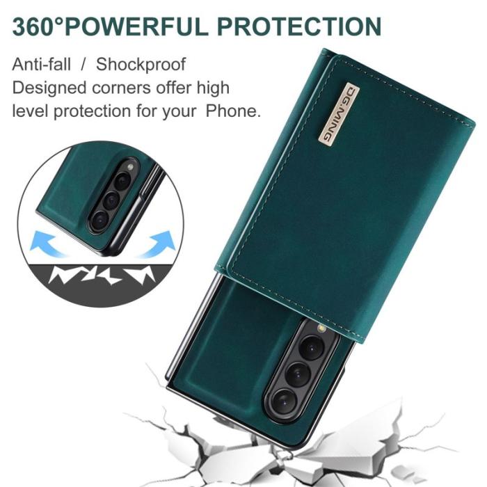 DG.MING - DG.MING Konstläder Plånboksfodral för Samsung Galaxy Z Fold3 5G Grön