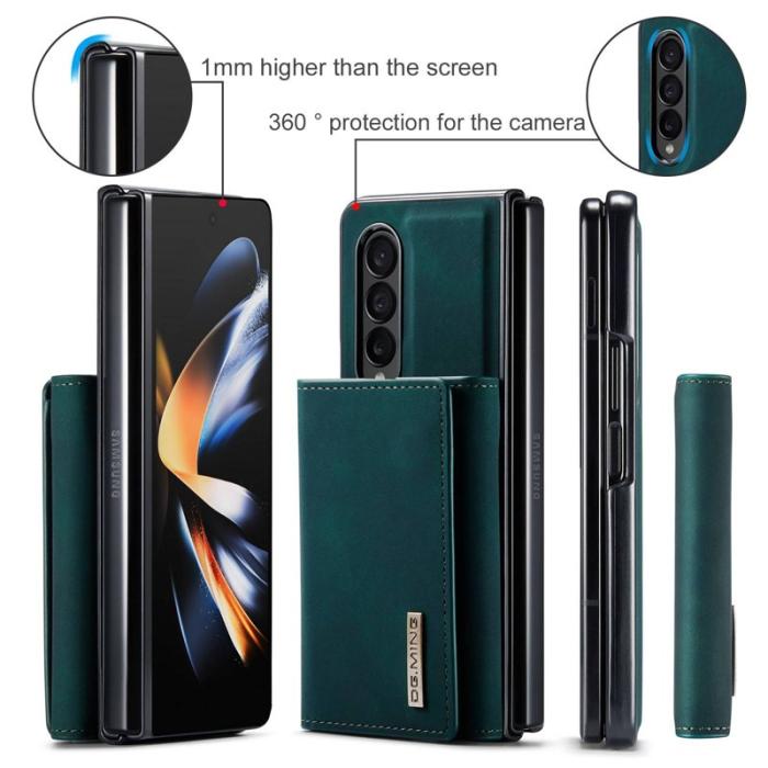 DG.MING - DG.MING Konstläder Plånboksfodral för Samsung Galaxy Z Fold3 5G Grön