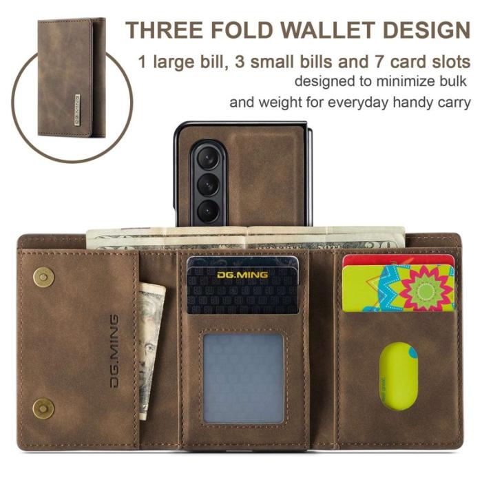 DG.MING - DG.MING Konstläder Plånboksfodral för Samsung Galaxy Z Fold3 5G - Brun