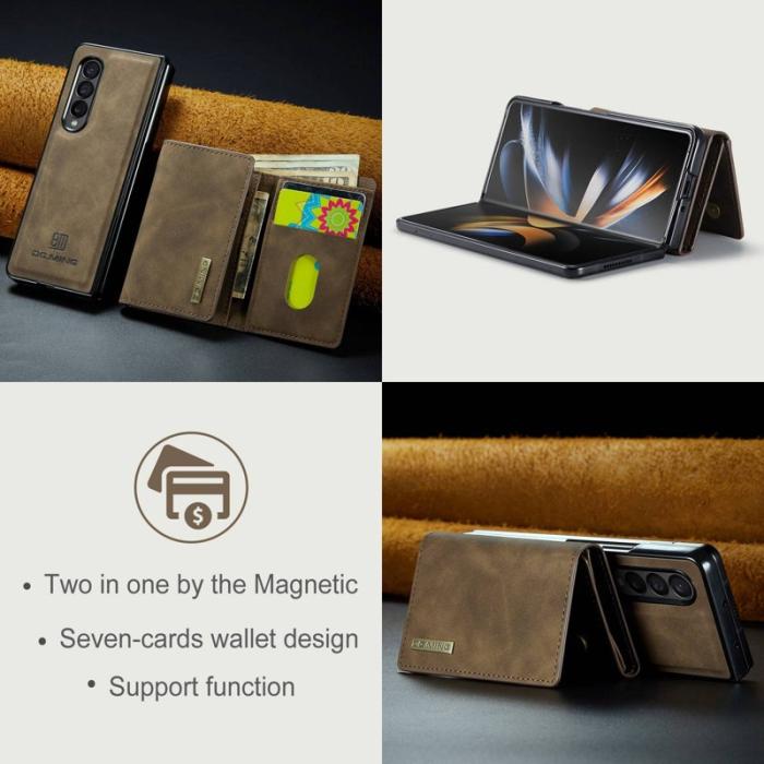 DG.MING - DG.MING Konstläder Plånboksfodral för Samsung Galaxy Z Fold3 5G - Brun