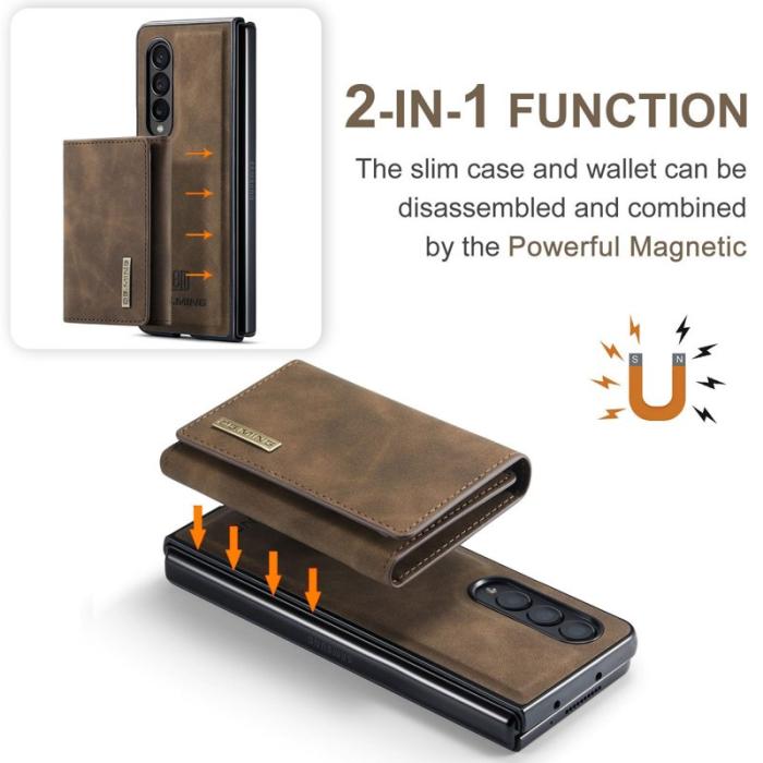 DG.MING - DG.MING Konstläder Plånboksfodral för Samsung Galaxy Z Fold3 5G - Brun