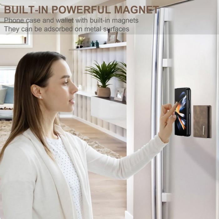 DG.MING - DG.MING Konstläder Plånboksfodral för Samsung Galaxy Z Fold3 5G - Brun