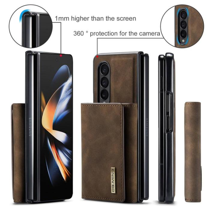 DG.MING - DG.MING Konstläder Plånboksfodral för Samsung Galaxy Z Fold3 5G - Brun