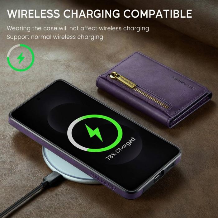 DG.MING - DG.MING Konstläder Plånboksfodral för Samsung Galaxy S25 Edge Lila