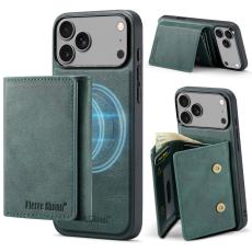 FIERRE SHANN - FIERRE SHANN FS030 iPhone 17 Pro Pl&aring;nboksfodral Konstl&auml;der - Gr&ouml;n