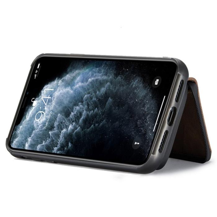 JEEHOOD - JEEHOOD Mobilskal till iPhone 11 Pro Max Konstläder TPU Magnetisk Brun