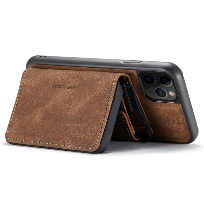JEEHOOD - JEEHOOD Mobilskal till iPhone 11 Pro Max Konstläder TPU Magnetisk Brun
