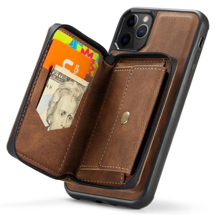 JEEHOOD - JEEHOOD Mobilskal till iPhone 11 Pro Max Konstläder TPU Magnetisk Brun