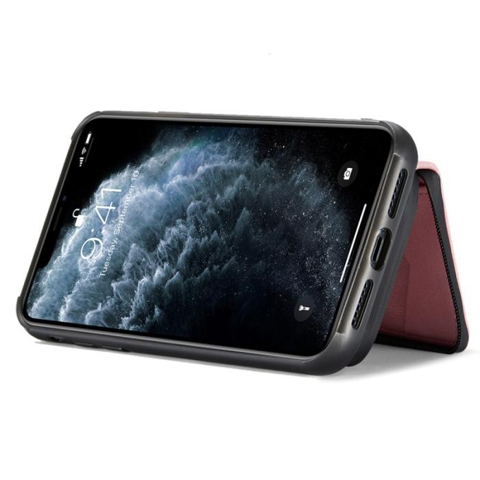 JEEHOOD - JEEHOOD Mobilskal till iPhone 11 Pro Max Konstläder TPU Magnetisk Rosa