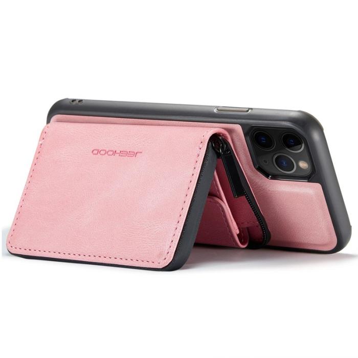 JEEHOOD - JEEHOOD Mobilskal till iPhone 11 Pro Max Konstläder TPU Magnetisk Rosa