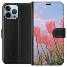 Gustaf - Pl&aring;nboksfodral till Apple iPhone 13 Pro Max med Rosa Tulpaner