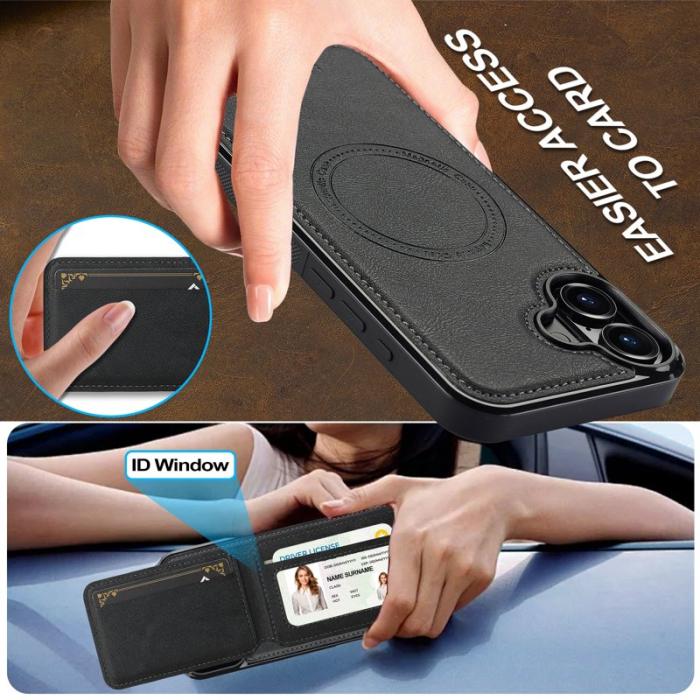 LC.imeeke - LC.IMEEKE L3 iPhone 16 Plus Fodral KonstLäder - Svart