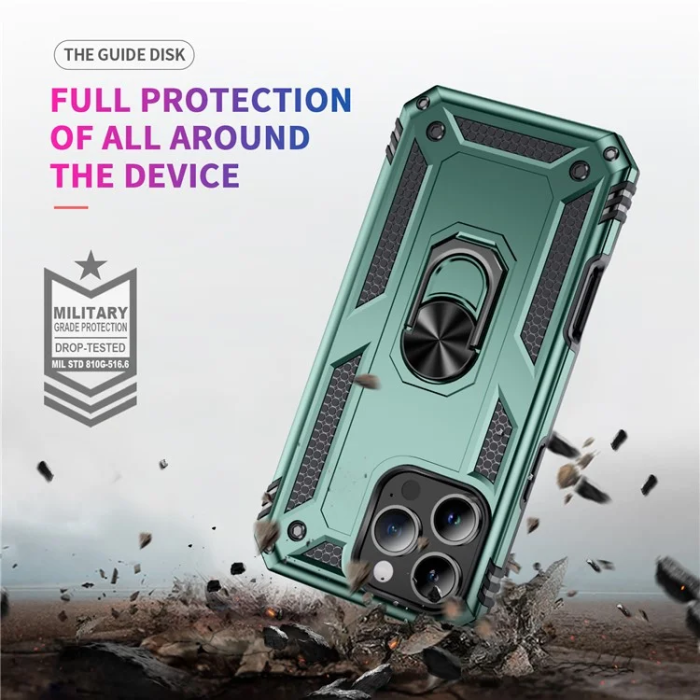 A-One Brand - iPhone 16 Pro Max Mobilskal Anti-drop med Kickstand - Svartgrön