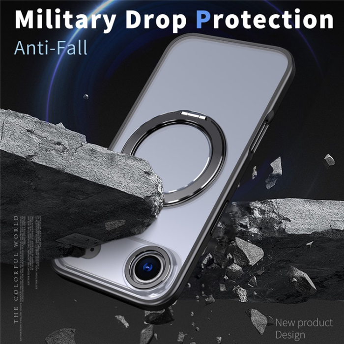 A-One Brand - iPhone Air Mobilskal Ring Kickstand TPU PC Clear - Svart