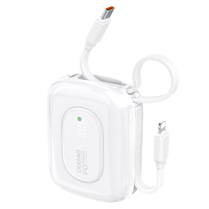Dudao - Dudao Powerbank 10000mAh 22.5W med Inbyggda USB-C,Lightning Kablar K32