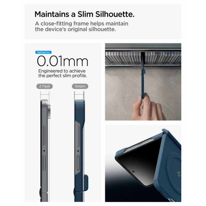 Spigen - Spigen Mobilskal För Galaxy Z Flip 8 MagSafe Airskin Aramid - Navy