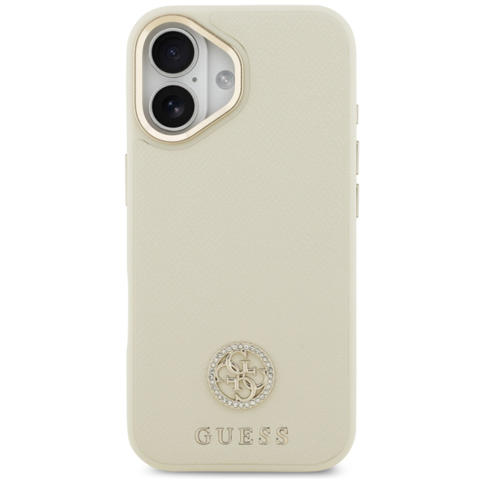 Guess - Guess iPhone 17 Mobilskal Magsafe Grained Strass Logo - Beige