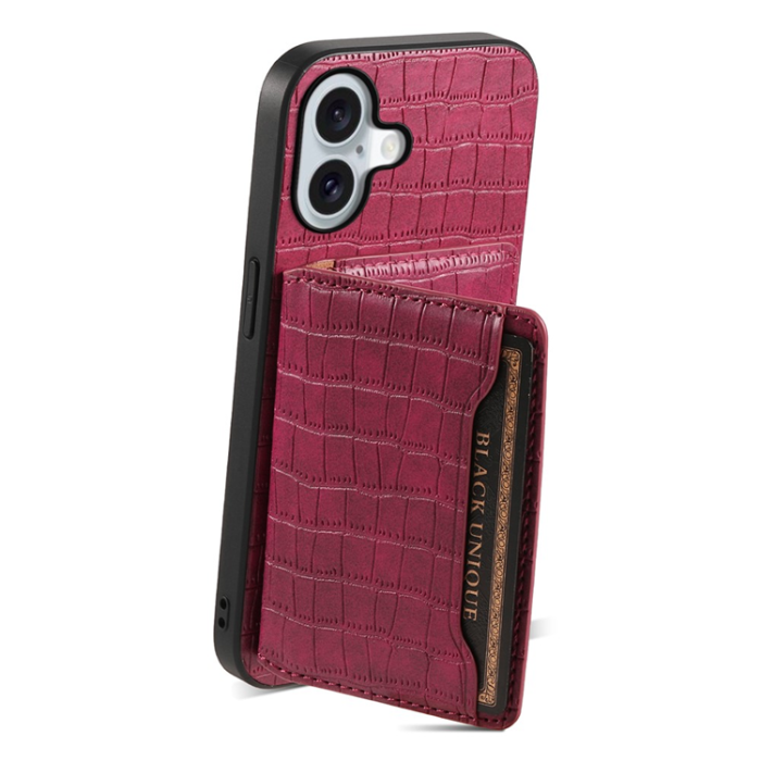 A-One Brand - iPhone 17 Mobilskal Korthållare Crocodile - Röd