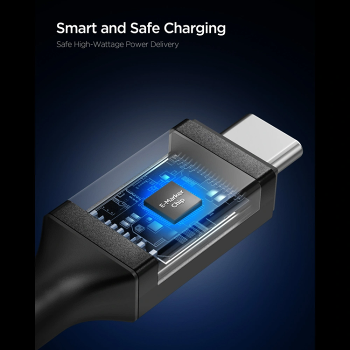 Spigen - Spigen USB-C till USB-C kabel 2m 100W - Svart