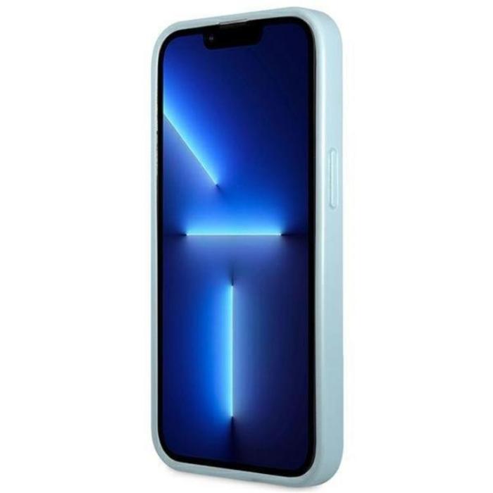 Guess - Guess iPhone 13 Pro Mobilskal Saffiano Small Metall Logo - Blå