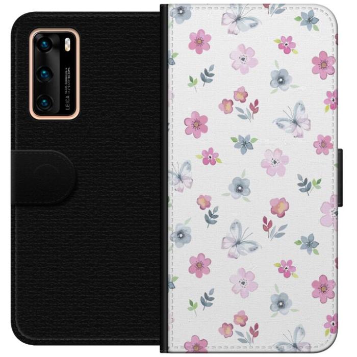 iSecrets - Plånboksfodral till Huawei P40 med Blommor och fjärillar