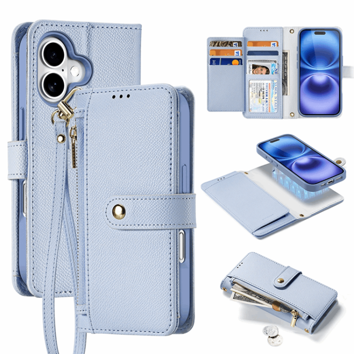 Dux Ducis - Dux Ducis iPhone 16 Plånboksfodral Lawa Läder - Blå