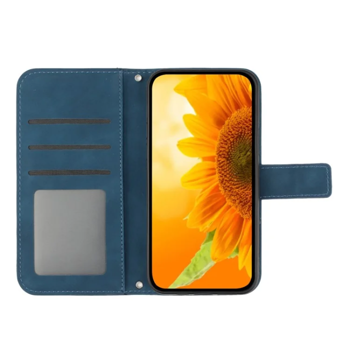 A-One Brand - iPhone 17 Pro Max Plånboksfodral Sunflower Imprint - Mörkblå