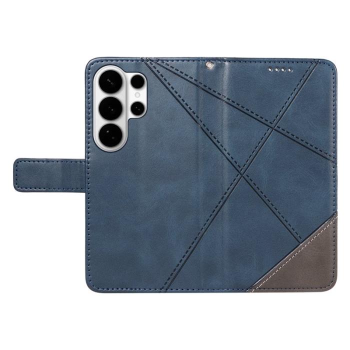 OEM - Samsung Galaxy S26 Ultra Fodral Äkta Läder Geometrisk Design - Blå