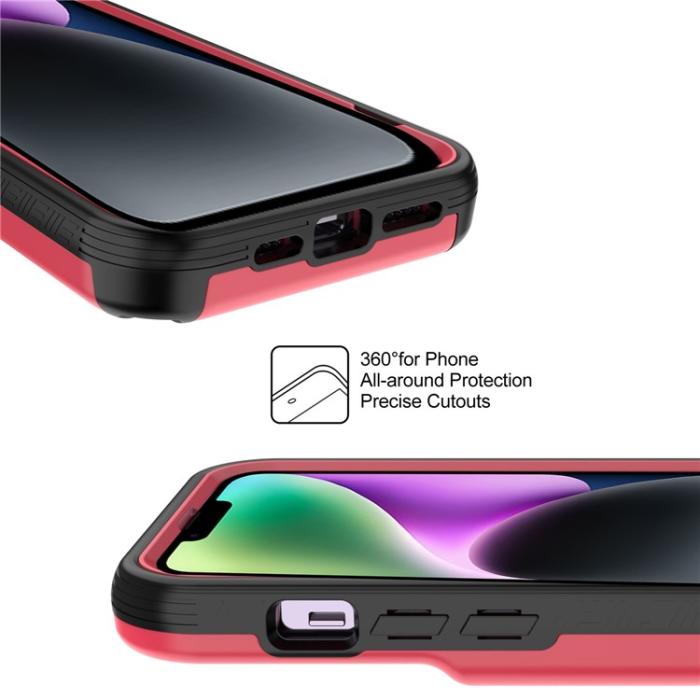 OEM - iPhone 14 Skal Korthållare Mirror Kickstand - Röd