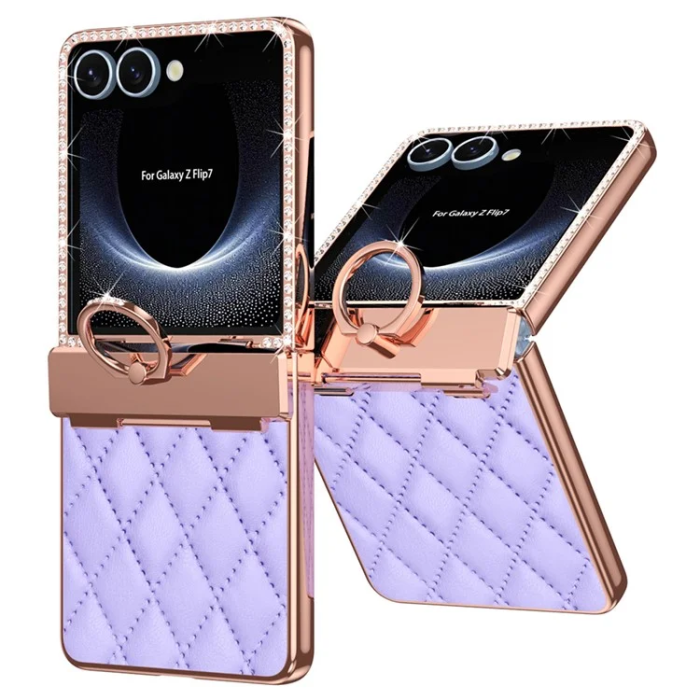 A-One Brand - Galaxy Z Flip 7 Mobilskal Ringhållare Rhinestone - Lila