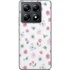 Gustaf - Mobilskal till Xiaomi 14T Pro med Blommor och fj&auml;rillar