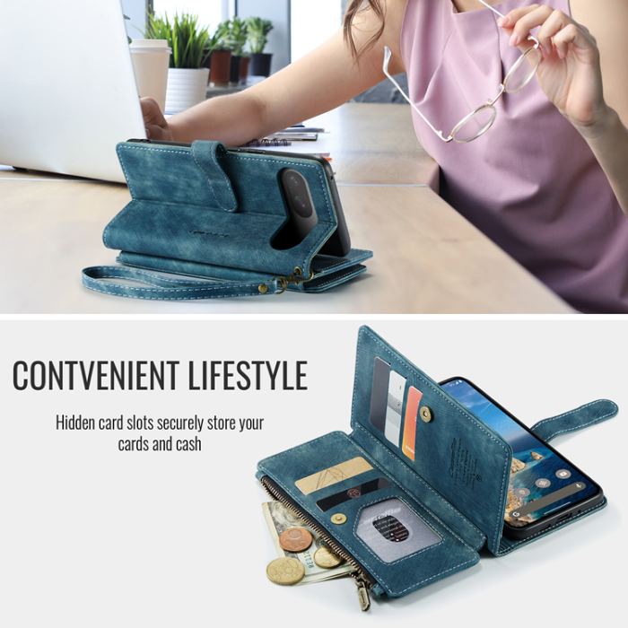 Caseme - CASEME Google Pixel 10 Pro/10 Plånboksfodral Zipper C30 - Blå