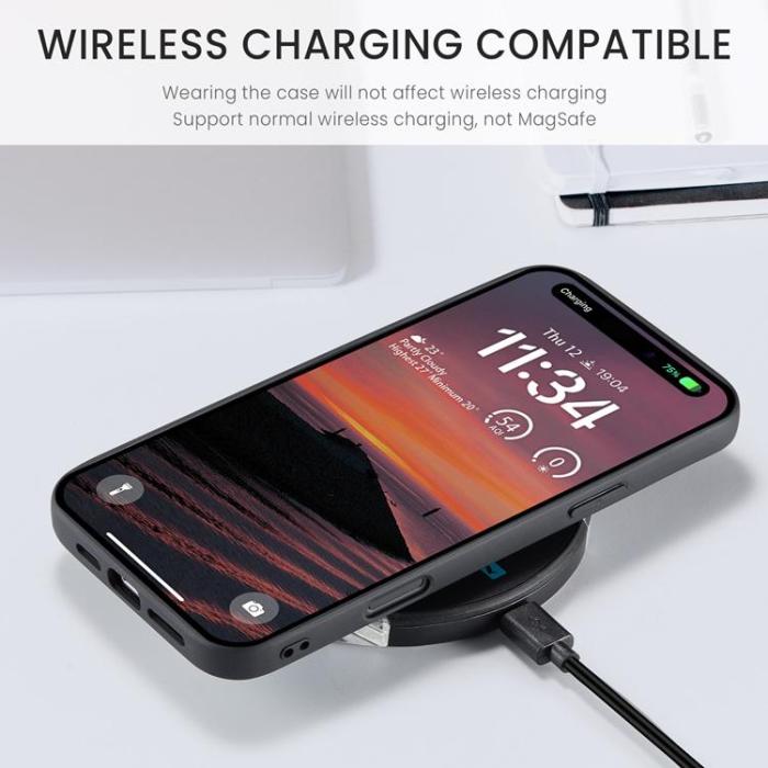 OEM - JEEHOOD iPhone 17 Pro Mobilskal KonstLäder Plast Avtagbar - Röd