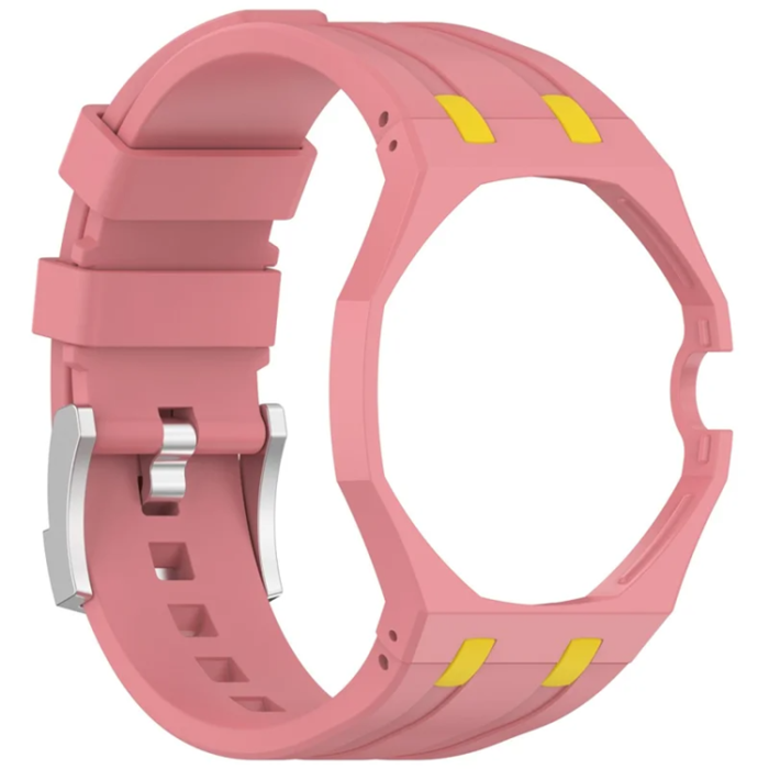 A-One Brand - Swatch Royal Pop Silikonarmband med Integrerat Skyddsskal - Rosa/Gul