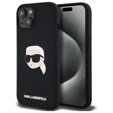 KARL LAGERFELD - Karl Lagerfeld iPhone 15 Mobilskal MagSafe Silikon Karl Head - Svart