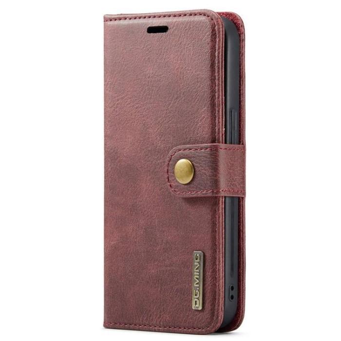 DG.MING - DG.MING iPhone 15 Pro Max Plånboksfodral Äkta Läder 2in1 - Röd