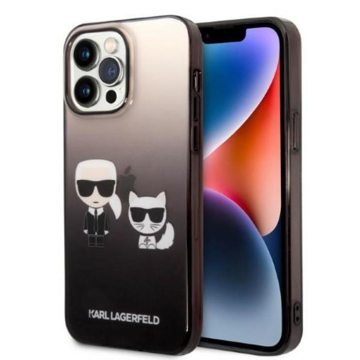 KARL LAGERFELD - Karl Lagerfeld iPhone 14 Pro Skal Gradient Ikonik Karl & Choupette - Svart