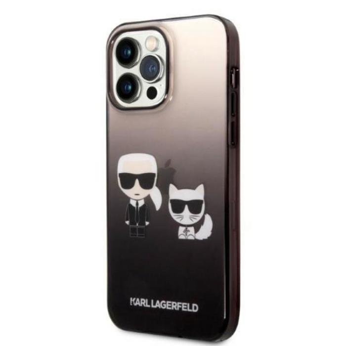 KARL LAGERFELD - Karl Lagerfeld iPhone 14 Pro Skal Gradient Ikonik Karl & Choupette - Svart