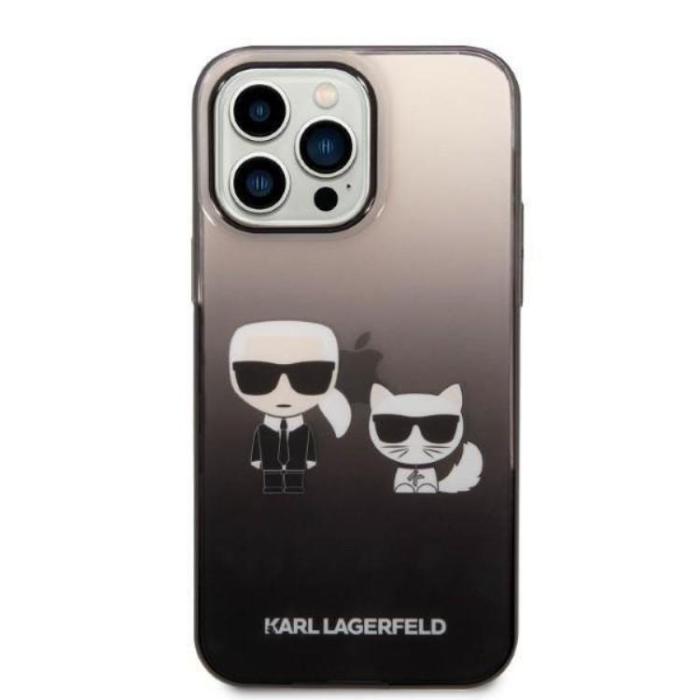 KARL LAGERFELD - Karl Lagerfeld iPhone 14 Pro Skal Gradient Ikonik Karl & Choupette - Svart