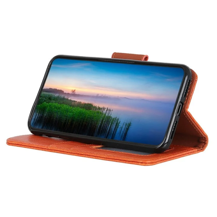 A-One Brand - Sony Xperia 1 VII Plånboksfodral Äkta Läder - Orange